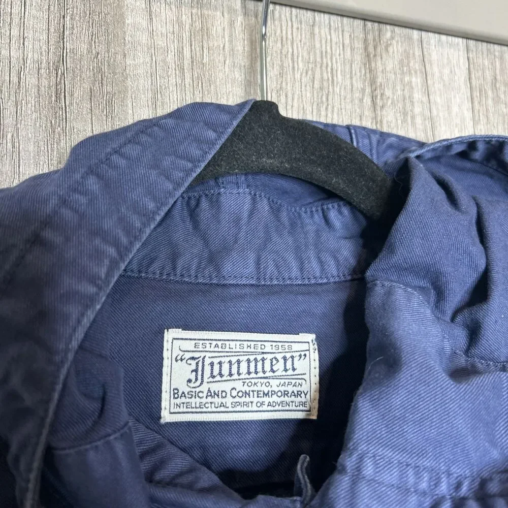 Junmen Utility Jacket Shirt Men Size S Hooded Made in Japan Navy
